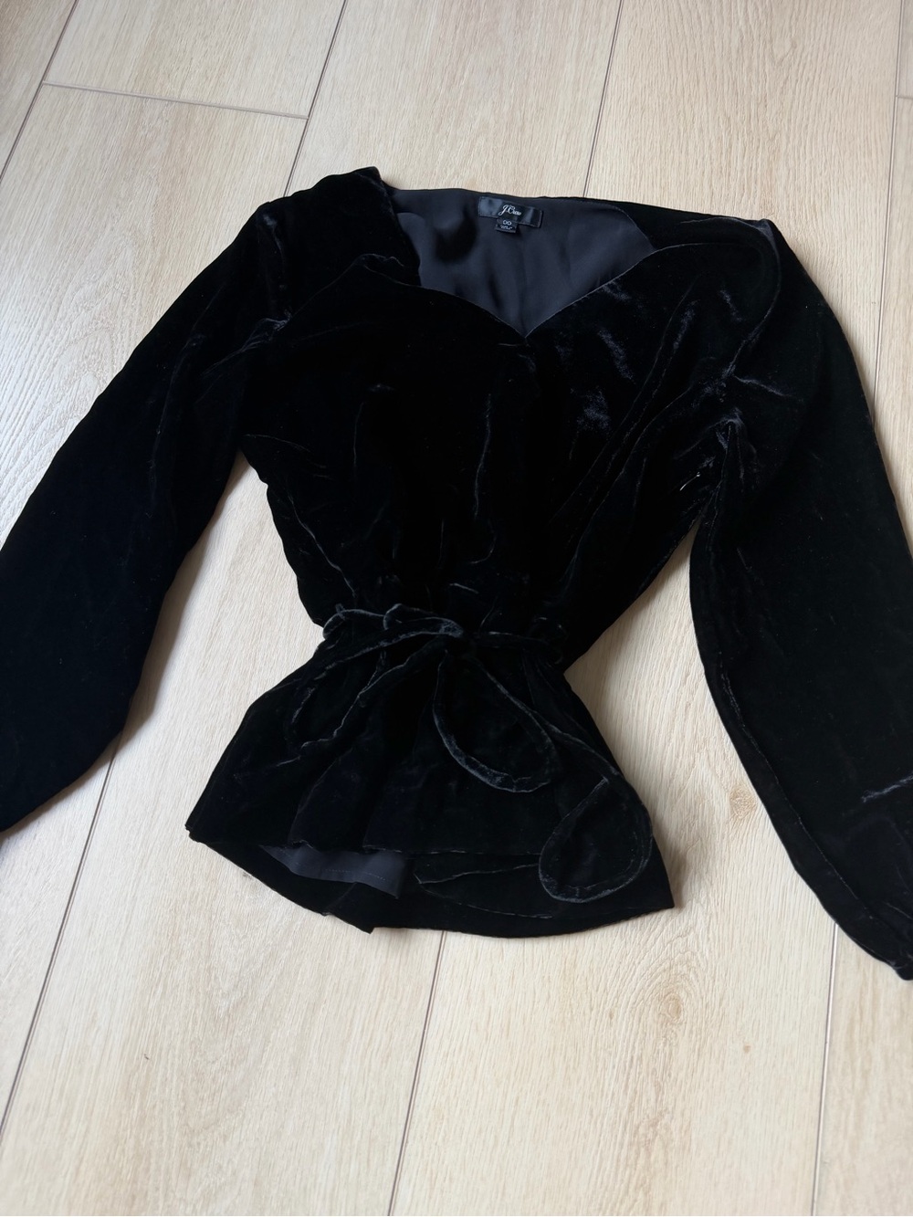 J. Crew Black Velvet Tie-Waist Blazer